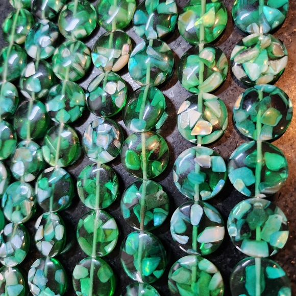 Green and White Mosaic Beads - Picture 5 of 6